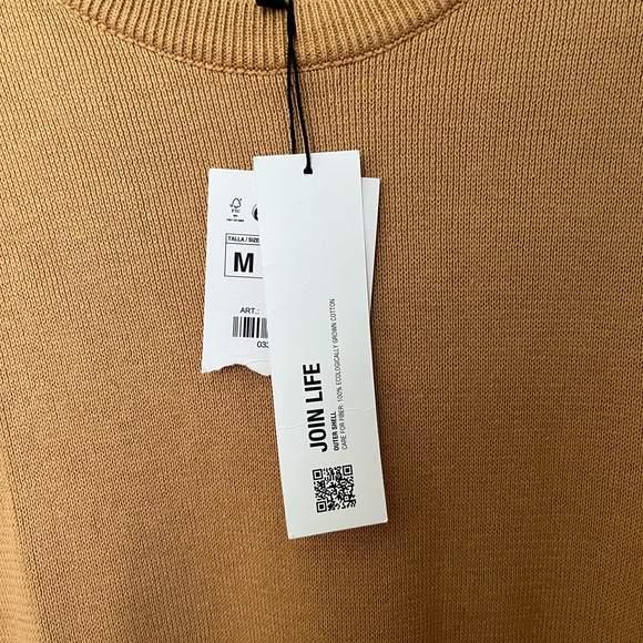 Zara Men's Join Life Camel Crewneck Sweater cotton size medium NWT - Picture 5 of 8